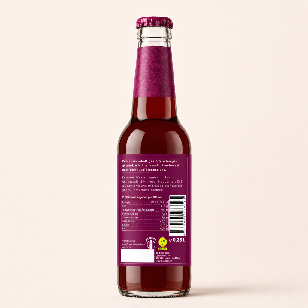 Hibiskus Erfrischungsgetränk mit Ananassaft und Traubensaft 0,33l Mehrweg – 24er Kiste – Bild 3